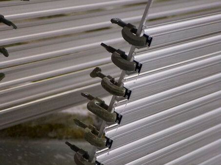 Silver Anodised Extrusions In the anodising ttank