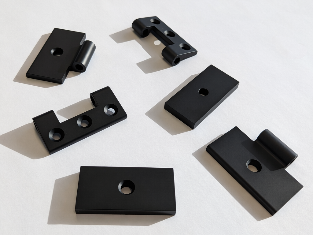 black anodised hinges